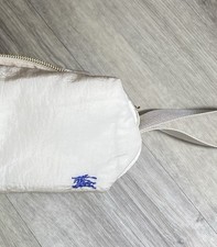 NWOT Burberry Cream Travel Cosmetic Pouch with Blue Detail
