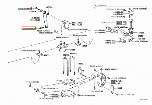 Genuine LandCruiser 105 80 Series HZJ FZJ HDJ FJ Rear Shock Absorber Bolt - Picture 19 of 20