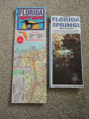 Laminated Tuffy Florida Road Maps + Florida Springs Cave Diving Site Map & Guide