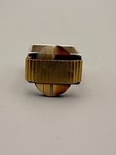 Daniel Azaro Sterling Silver and High Carat Gold Agate Ring