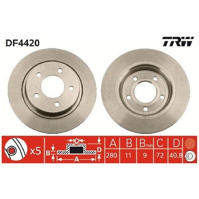 2x TRW Scheibenbremse hinten BP6Y26251E C25Y26251A C25Y26251B C25Y26251C 2627295