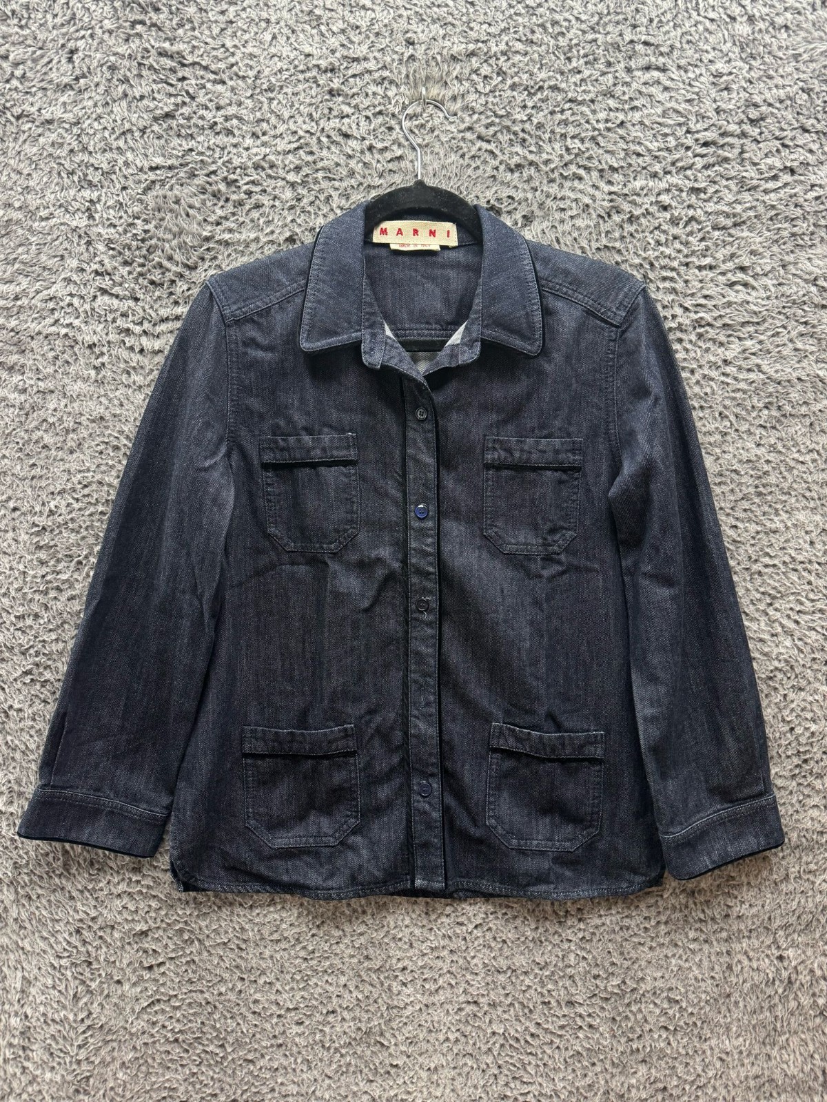 Marni  Collared Buttoned Denim Chore Jacket Dark … - image 1