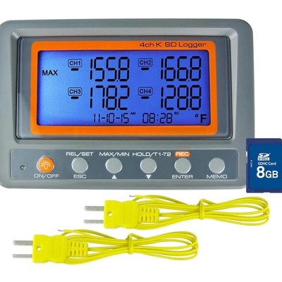 Digitales 4-Kanal Thermometer Thermoelement mit SD-Karte Datenlogger Temperatur