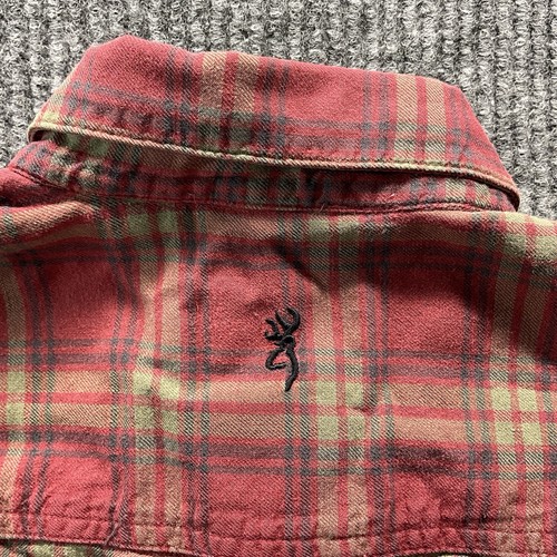Vintage Browning Men’s M Plaid Flannel Shirt Red Button Down Cotton Outdoorsman - Picture 14 of 14