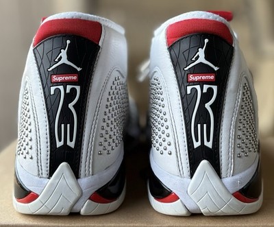 Size 8 - Supreme x Air Jordan 14 Retro White PRE-OWNED 🔥 | eBay