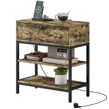 HOMCOM Tavolino da Salotto con Cassetto e 2 Ripiani Industriale Nero e Marrone