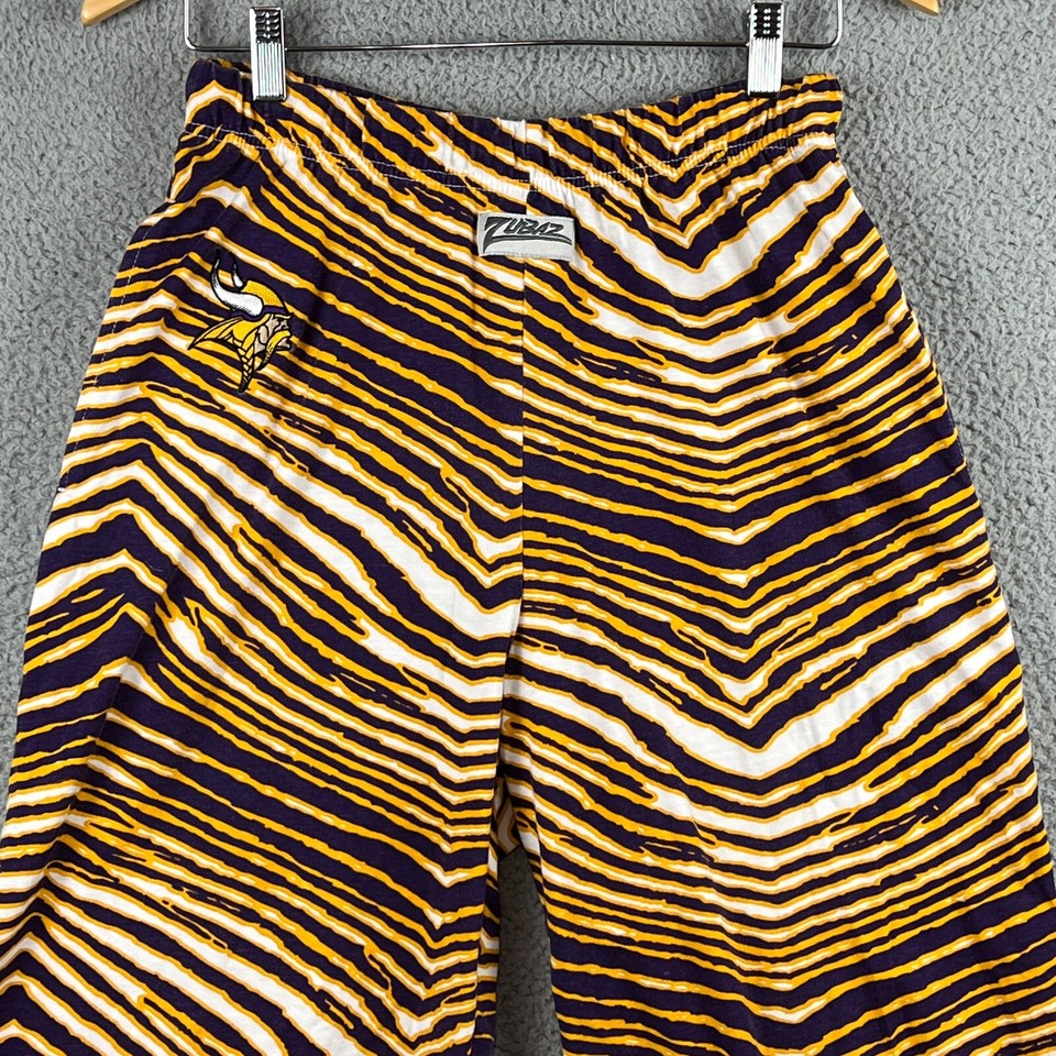 VTG Zubaz Minnesota Vikings Workout Pants Joggers Mens Medium Zebra