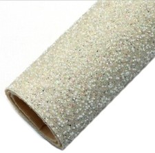 Luxury Chunky Bead Glitter FAUX LEATHER SHEET 8" x 12" 1246756 Beige