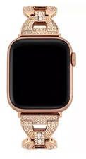 Anne Klein Women's Premium Crystal Round Link Bracelet for Apple Watch in Rose G