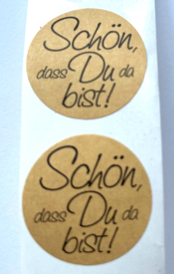 24 "Schön, dass Du da bist"-Aufkleber rund ca. 2,5 cm Kraftpapier braun - Bild 2 von 2