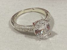 925 Signed Sterling Silver Cubic Zirconia Cocktail Wedding BAND RING Size 6.75