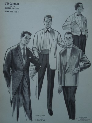 Illustration Vintage De Modèle Couture Homme 1958 - Tailleur Smoking, Occasion, Origine France