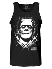 Men's Printed Frankenstein Movie Thunder Halloween Skeleton Funny MMA Tank Top