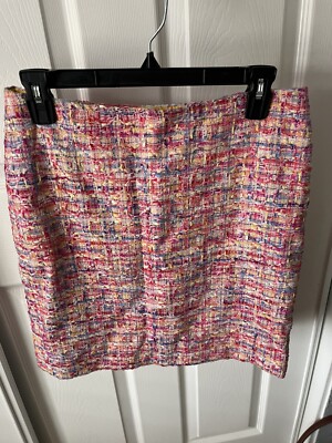 ESCADA sz 36 US 8 Pink Confetti Multicolor Bright Tweed Straight Pencil Skirt