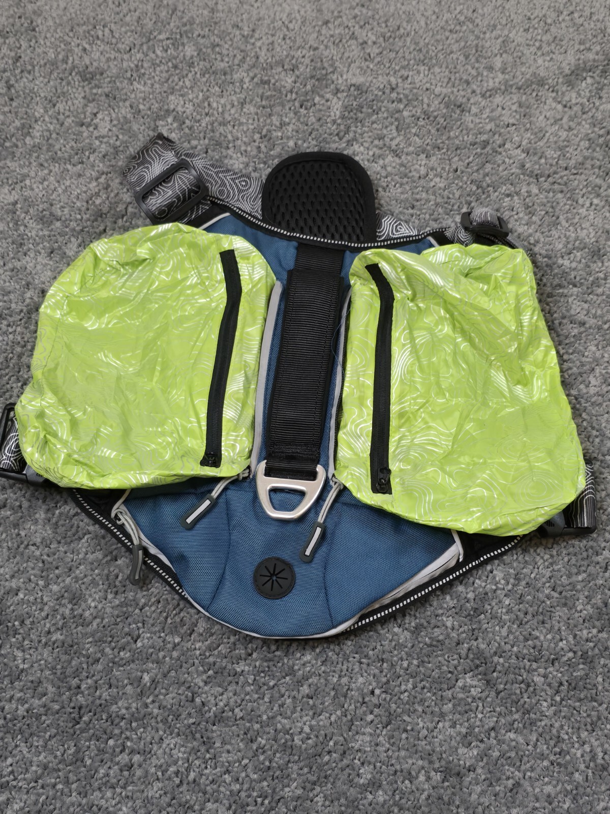 ARCADIA TRAIL Dog Harness Backpack XL Blue Reflective 3 Pockets Walking