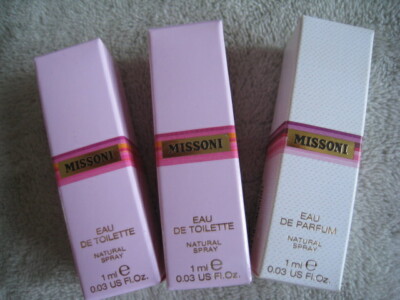 Set of 3: MISSONI EDP & EDT Vial Spray Sample NEW in BOX  0.09 fl.oz /3.0 ml