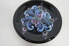 Vintage 10.5 Inch Norwegian Hand Painted Rosemaling Ceramic Plate Signed Artist