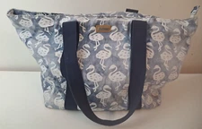 Sun N Sand Beach Flamingo Beach Bag Tote Lined, Zipper Closure 22" X 13.5" X 8"