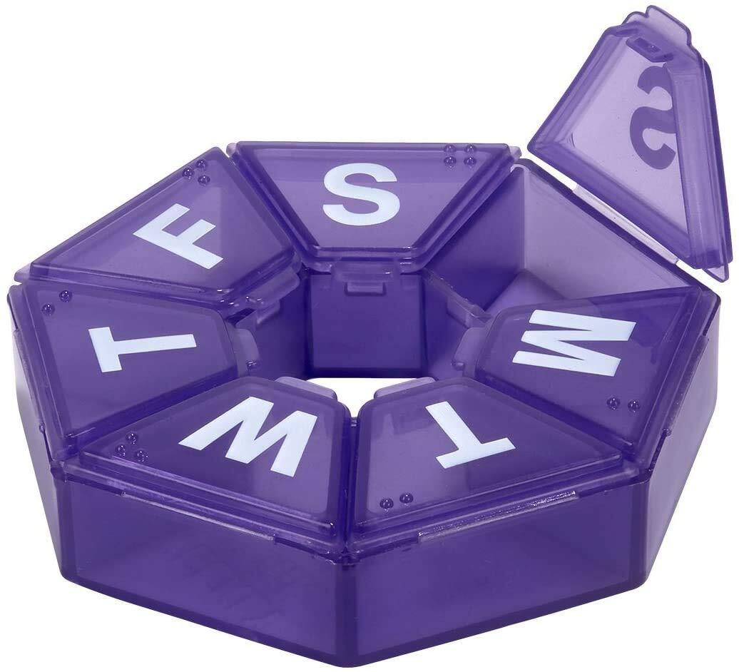 Weekly (7-Day) Pill Case, Medicine Planner, Vitamin Organizer Box, Travel Pil...