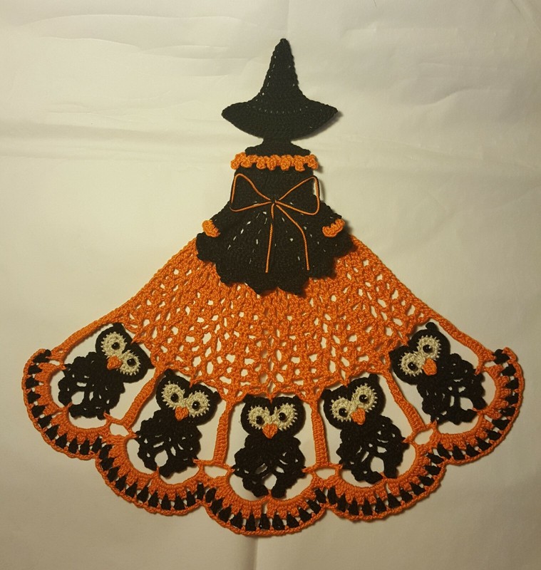 Crochet Crinoline Lady Doily - Halloween Owls