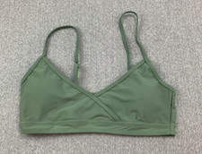 Cross Front Silky Bikini Tankini Swimsuit Top Girls 11-12Y Moss Green Thin Strap