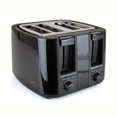Black 4 Slice Toaster Variable Browning Defrost Reheat - Extra Wide Slot - Picture 6 of 12