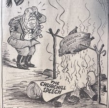 1942 Winston Churchill Speech Italy Germany WWII WW2 Cincinnati News Cartoon