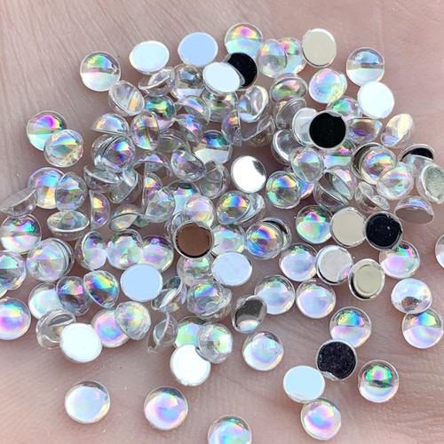 4mm&5mm&6mm Flatback beads Acrylic Semicircle Rhinestone trim DIY Wedding Button - Picture 9 of 9
