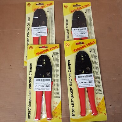 Lot of 4- Hanlong Tools Interchangeable Ratchet Crimper Tool - HT-336C1 - NEW