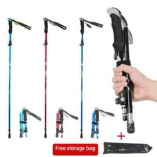 Ultralight Folding Multifunction Trekking Pole Anti Shock Snow Walking Stick New