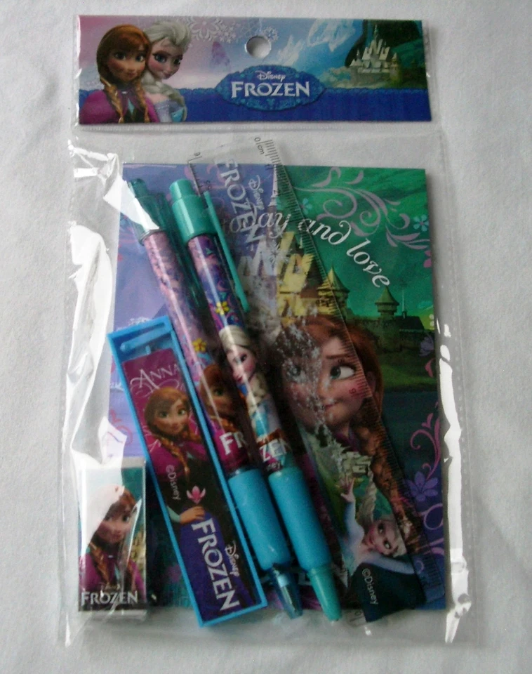 Frozen Disney Papelería Pluma Lápiz Cuaderno Regla Borrador Plomo Fiesta Bolsa Rellenos Foto 2 de 4