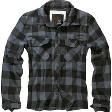 Herren Holzfällerhemd Langarm grau schwarz kariert Flanellhemd Baumwolle Karo