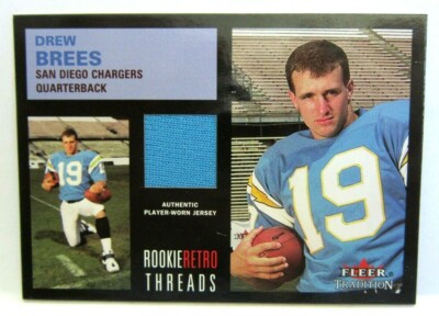 Drew Brees RC 2001 Fleer Tradition Rookie Retro Threads!Chargers QB RC GOAT HOF