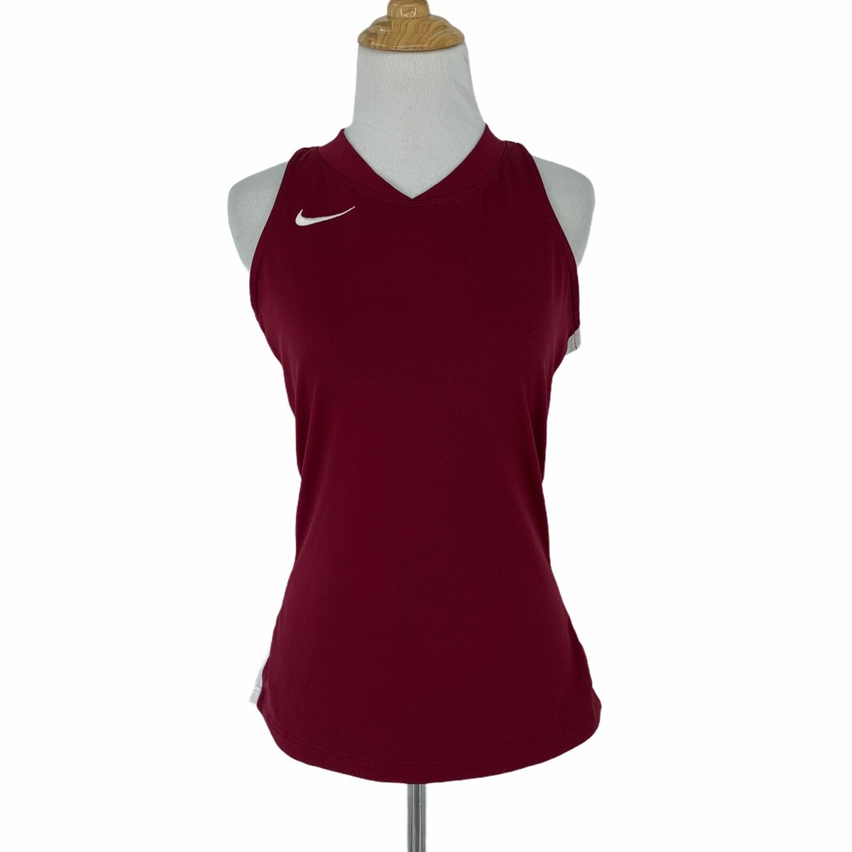 Nike Racerback Tennis Tank Top Women's Size S Maroon V Neck