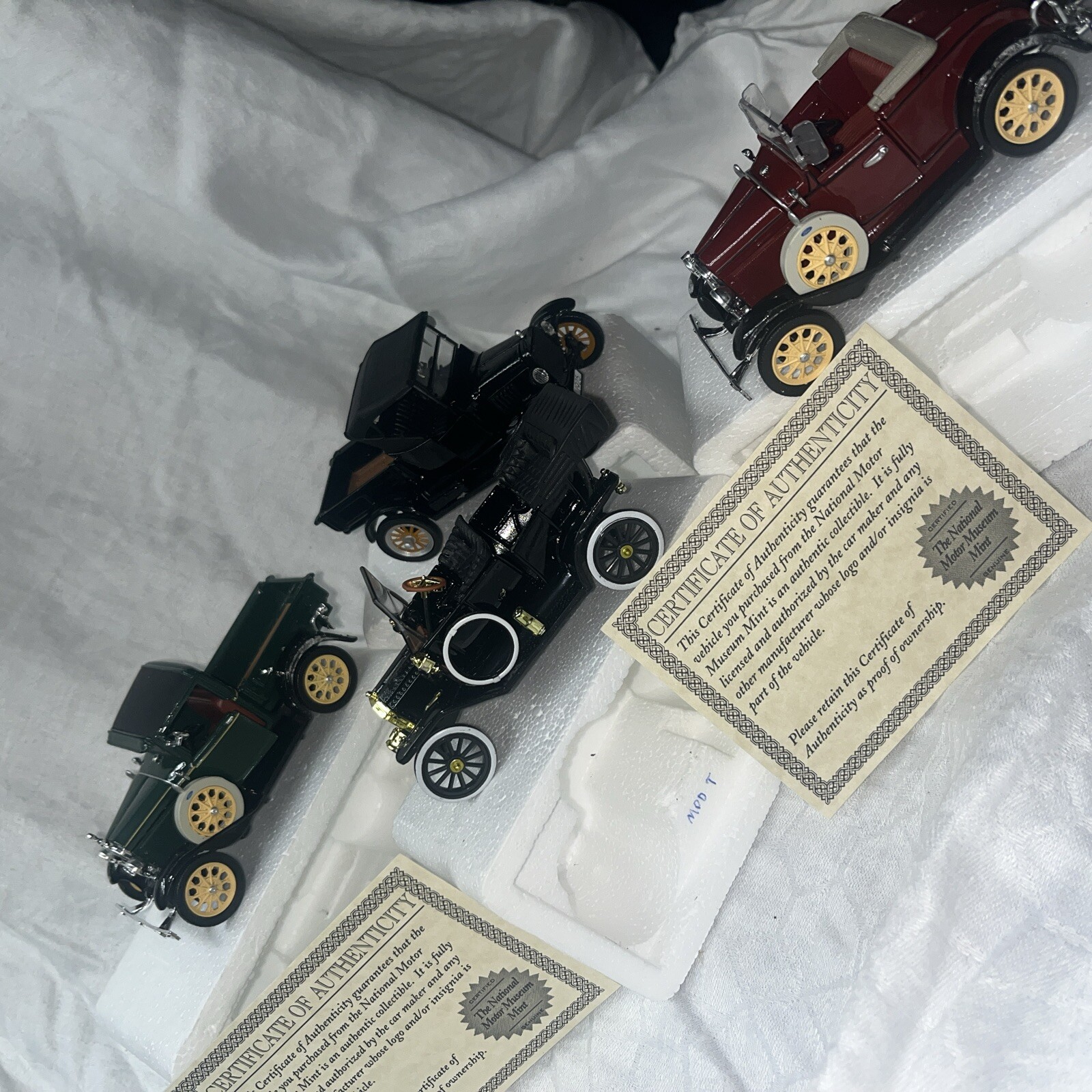 (4) Vintage National Motor Museum MFG Cars. Mint Condition (FORD)