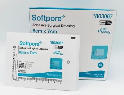 RICHARDSON HEALTHCARE Softpore 6cm x 7cm Adhesive Surgical Dressings - Box of 60