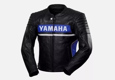Men's Black Yamaha Racing New Style Motorcycle Riding Cowhide Leather Jacket