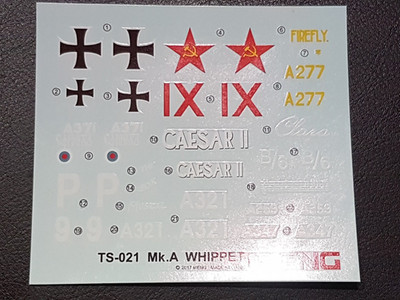 WW1  - MK. A Whippet  -  Decals   -  1:35  - Meng