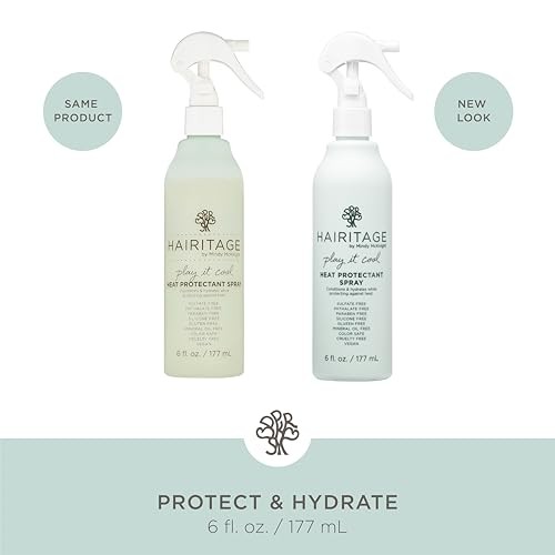 Hairitage Play It Cool Heat Protectant Spray 6 Oz All Hair Types 450 Degree S...