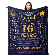 60x50 Inch Sweet 16th Birthday Gift Throw Blanket For Girls Teen Room Decor
