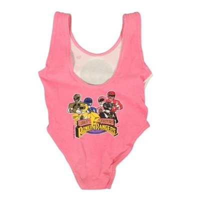 Vtg Power Rangers Swimsuit 1995 Saban Mighty Morphin Graphic Retro Pink Girls 6 - Photo 1/4