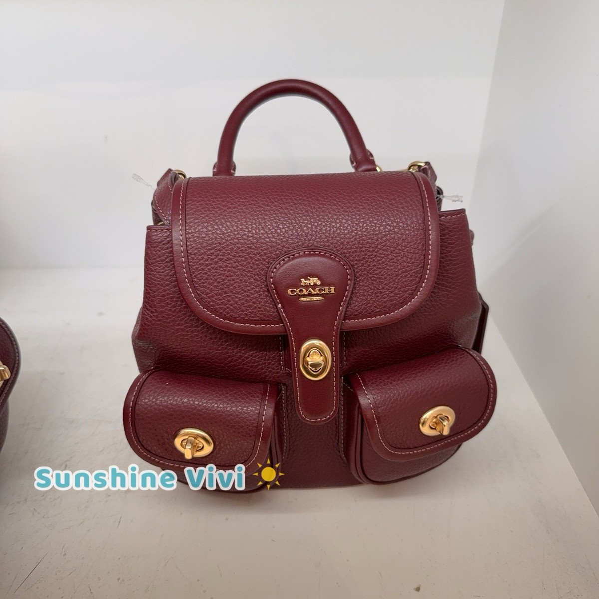 COACH Womens Pebbled Leather Backpack in Burgundy Mini Burgundy Leather Backpack - Etsy main image 4