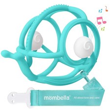 mombella Snail Baby Teething Rattle - 0m+ Bpa Free, 6p Free - Teal