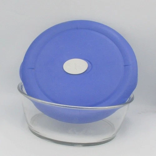 Pyrex 3 Qt Glass Bowl With Blue Vented Lid Microwave 8202 06 3QT