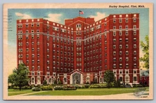 Postcard Flint MI Hurley Hospital 1956