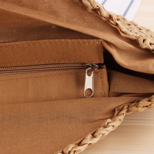 Women Boho Woven Handbag Summer Beach Tote Straw Bag Round Rattan Shoulder - Picture 9 of 26