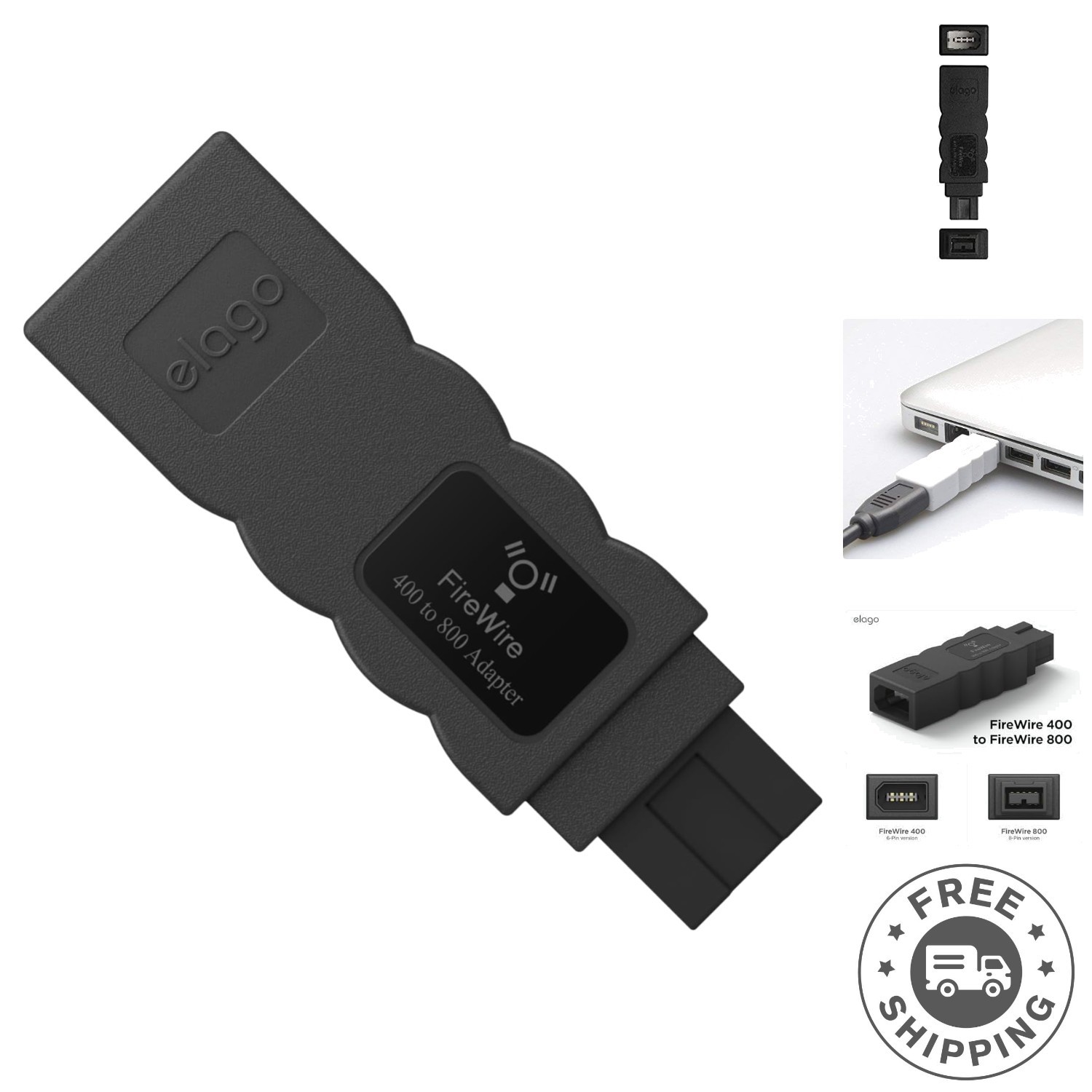 Lightweight FireWire 800 to 400 Adapter for All Macs - Plug-and