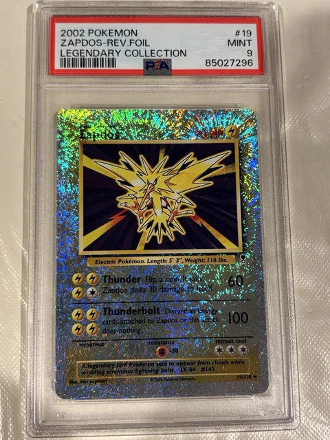 2002 Pokemon Legendary Collection #19 Zapdos Reverse Holo Foil PSA 9 MINT