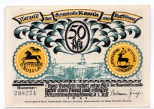 1921 Germany Rossla Notgeld 50 Pfennig Note (3347)