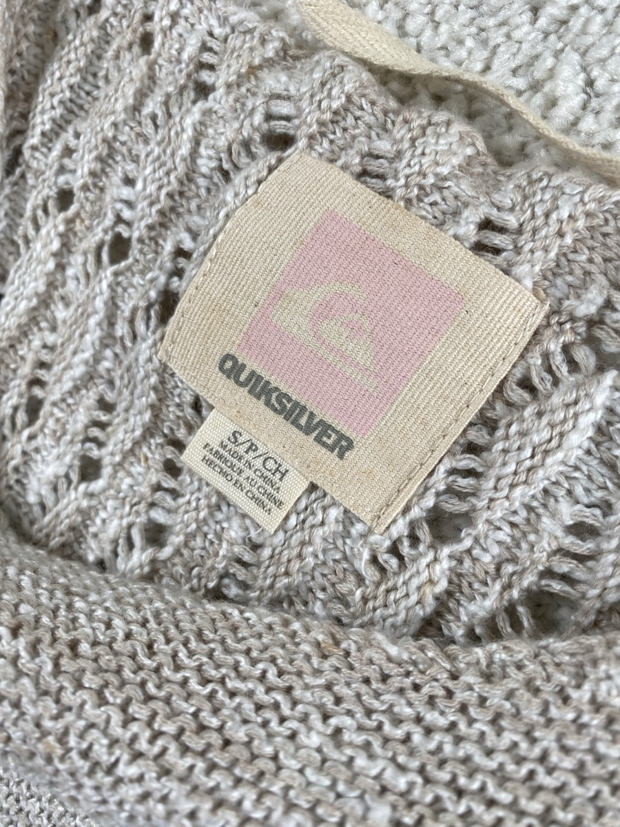 Quiksilver Sweater Women Small Beige Cotton Blend Beachy Coastal 